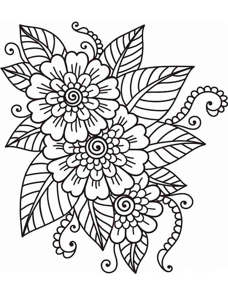Flowers coloring pages for adults. Free Printable Flowers ...