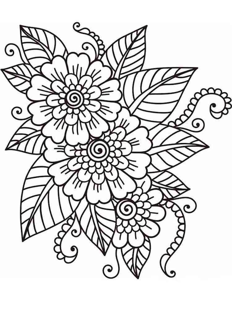 Flowers coloring pages for adults. Free Printable Flowers coloring pages.