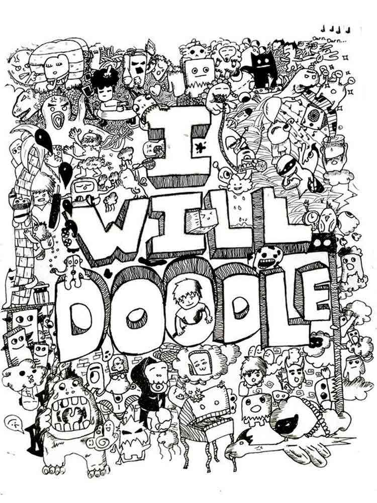 Doodle coloring pages for adults. Free Printable Doodle ...