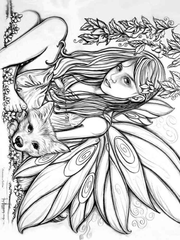 Fairy coloring pages for adults. Free Printable Fairy coloring pages.