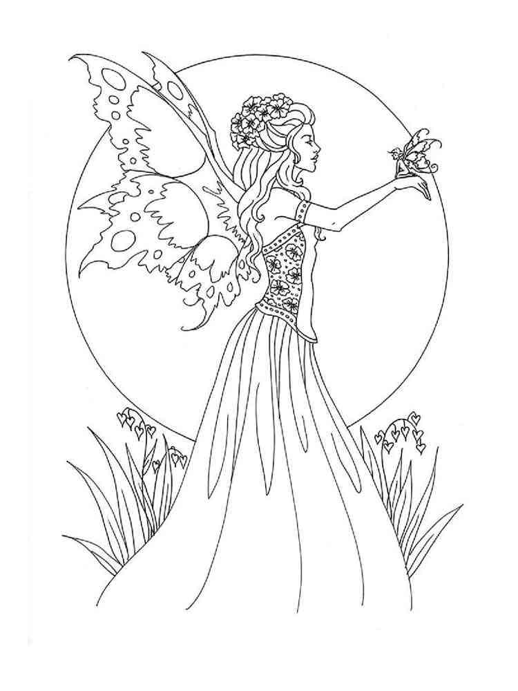Fairy coloring pages for adults. Free Printable Fairy coloring pages.