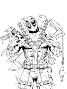 Deadpool coloring page 9 - Free printable
