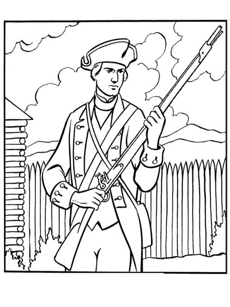 American Revolutionary War coloring pages. Download and print American