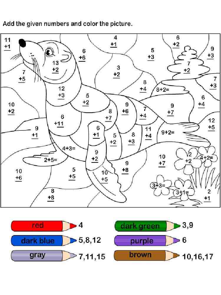 Addition Coloring Pages. Free Printable Addition Coloring Pages.