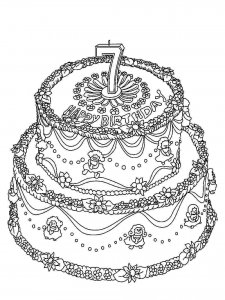 Birthday Cake coloring page 3 - Free printable
