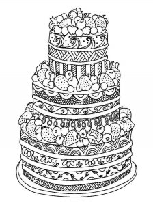 Birthday Cake coloring page 4 - Free printable