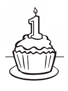 Birthday Cupcake coloring page 2 - Free printable