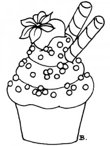 Birthday Cupcake coloring page 3 - Free printable