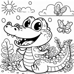 Crocodile coloring page - picture 11