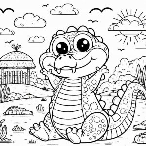 Crocodile coloring page - picture 14