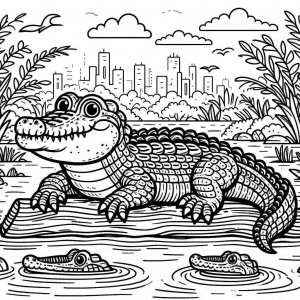 Crocodile coloring page - picture 24