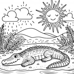 Crocodile coloring page - picture 3