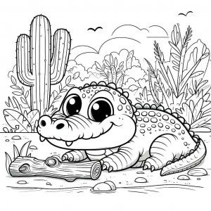 Crocodile coloring page - picture 34