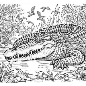 Crocodile coloring page - picture 37