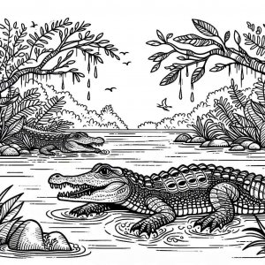 Crocodile coloring page - picture 39