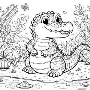 Crocodile coloring page - picture 4