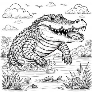 Crocodile coloring page - picture 44