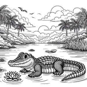 Crocodile coloring page - picture 6