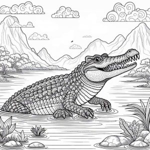 Crocodile coloring page - picture 9