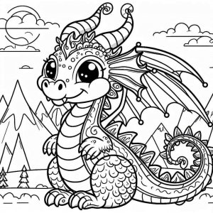 Dragon coloring page - picture 1
