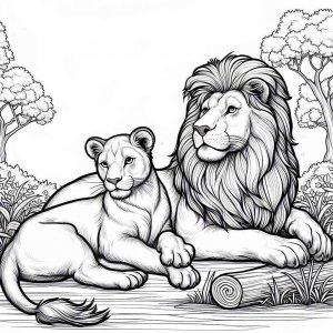 Lion coloring page - picture 33