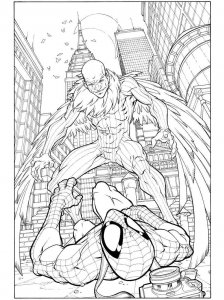 Coloring page Spiderman fights the Vulture