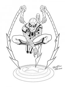 Spiderman on Captain America's shield coloring page
