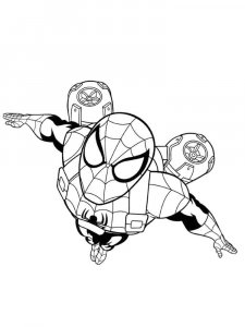 Coloring page Spiderman flies on a jet engine