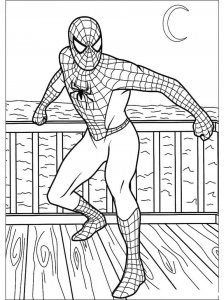 Coloring page Spiderman on the waterfront