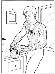 Coloring page Peter Parker in a costume without a mask