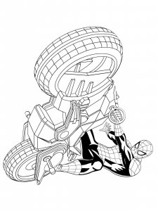Coloring page Spiderman on a motorcycle