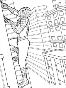 Spiderman Climbing the Wall Coloring Page