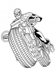 Coloring page Spiderman rides a motorcycle