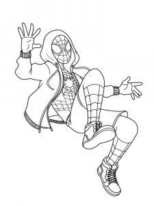 Coloring page Spiderman in a jacket with a hood