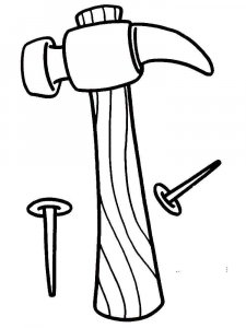 Hammer and nails coloring page