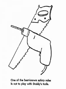 Coloring page Drill and hacksaw