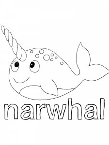 Narwhal coloring page 1 - Free printable