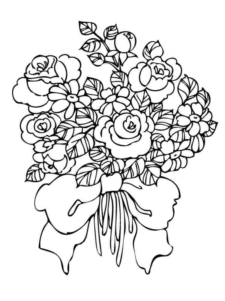 Bouquet Of Flowers Coloring Pages For Childrens Printable Sketch