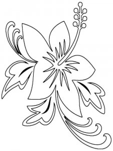Hibiscus coloring page 4 - Free printable