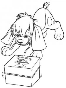 Coloring puppy stole a box of cakes 