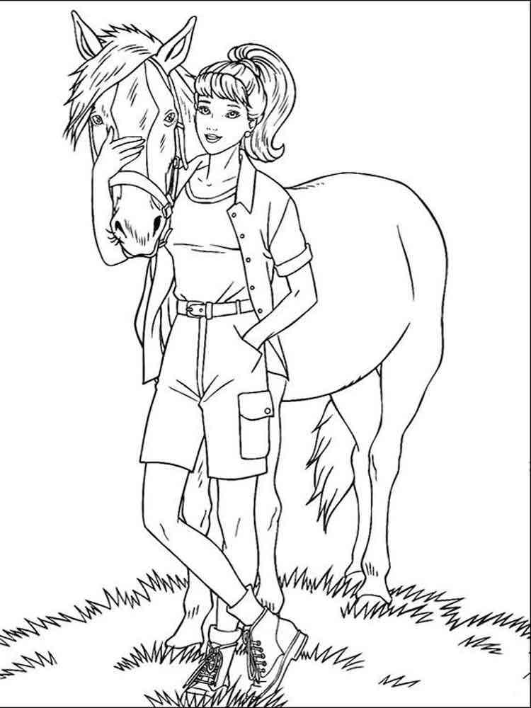 Barbie Horse Coloring Pages Free Printable 2
