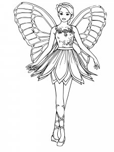 Coloring book barbie forest fairy