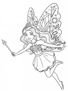 Coloring Barbie Fairy with a Magic Wand