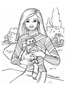 Coloring Barbie with a Kitten