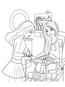 Coloring Barbie with manicure