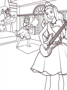 Coloring Barbie with Guitar