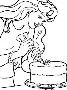 Coloring Barbie decorating your cake