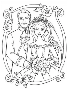 Coloring Portrait of Barbie and Ken