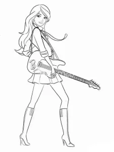 Coloring Barbie The Guitar Player