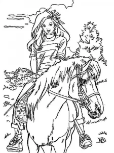 Coloring Barbie on a horse